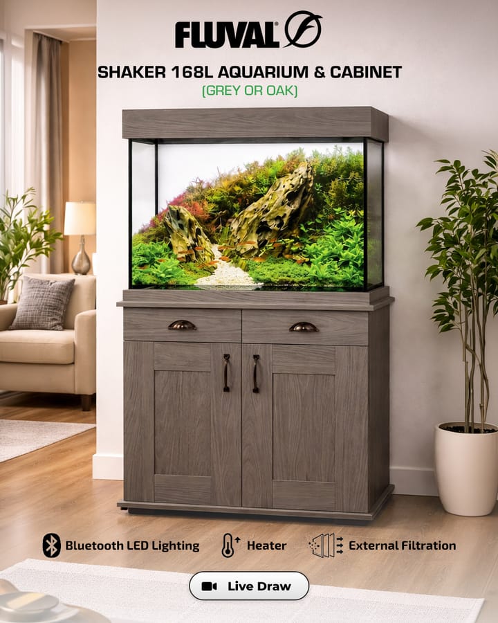 Fluval Shaker 168L Aquarium & Cabinet (Oak or Grey)