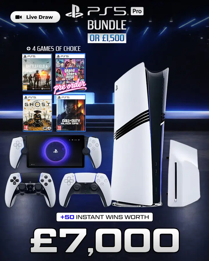 PS5 Pro Bundle (or £1,500) with £7,000 of Instant Wins
