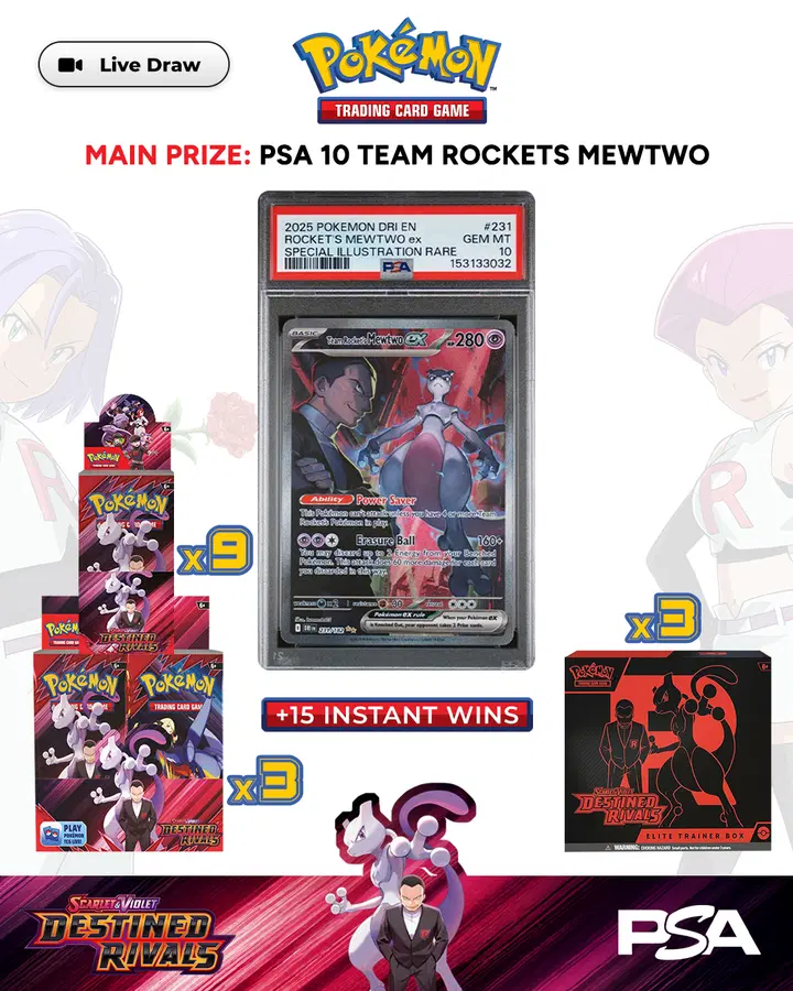PSA 10 Team Rockets Mewtwo EX 231/182 with 15 Instant Wins
