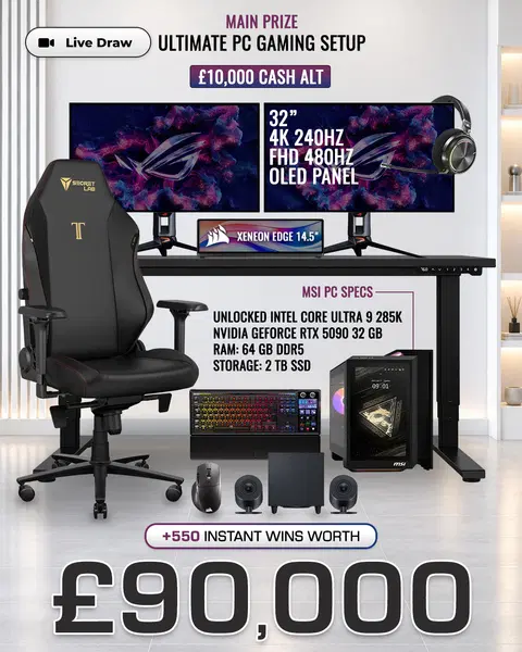 Ultimate PC Gaming Setup (or £10,000) with £90,000 of Instant Wins