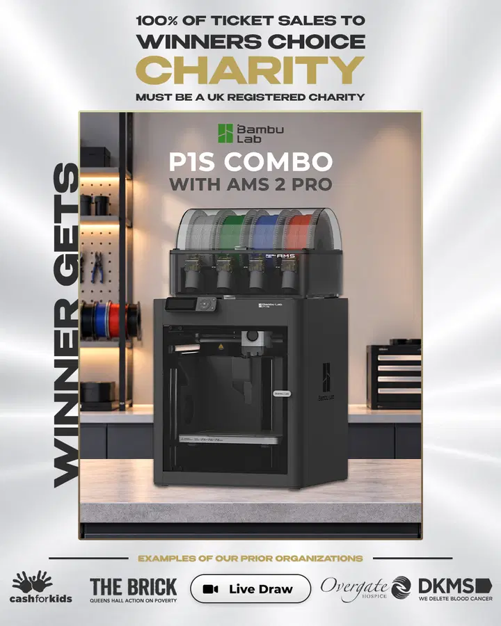 Bambu Lab P1S with AMS 2 Pro – 100% of Ticket Sales to Charity