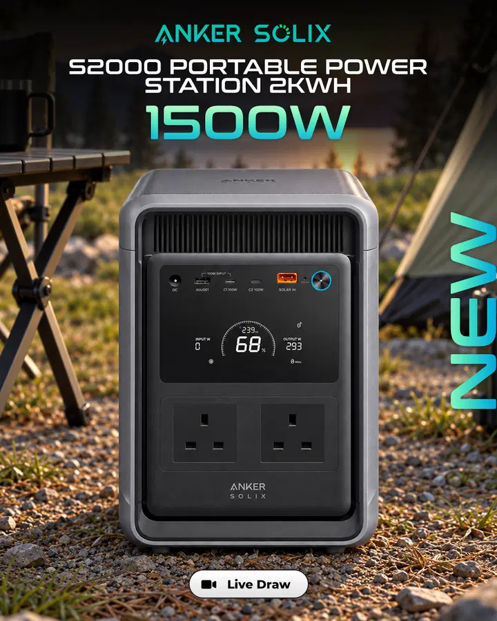 Anker Solix S2000 Portable Power Station 2kWh 1500W