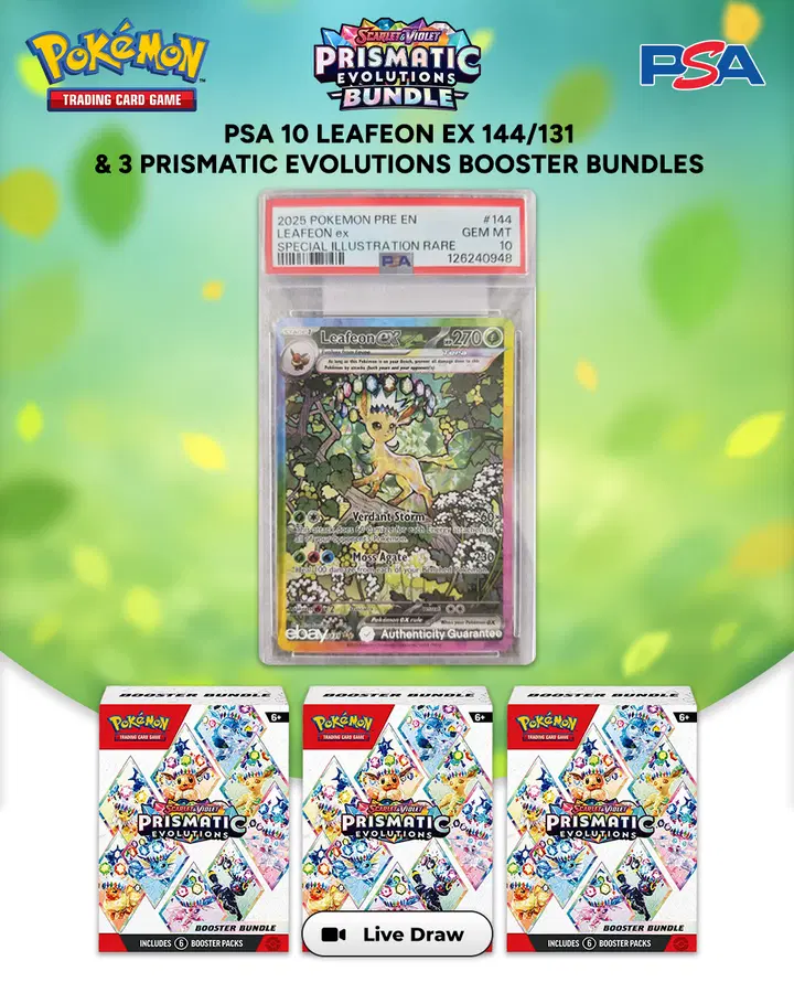 PSA 10 Leafeon EX 144/131 & 3 Prismatic Evolutions Booster Bundles