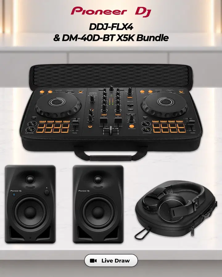 Pioneer DDJ-FLX4 & DM-40D-BT X5K Bundle