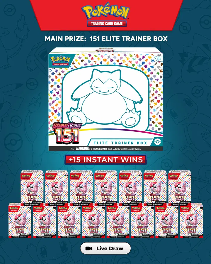 15 x Pokémon TCG 151 Instant Wins – 151 ETB End Prize