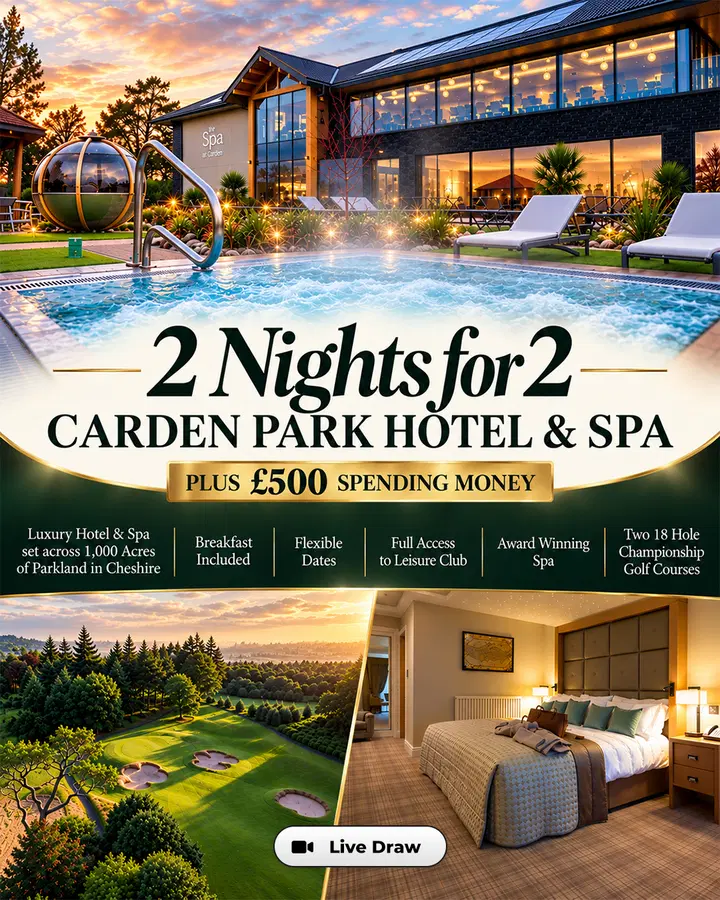 2 Nights for 2 at Carden Park Hotel & Spa Plus £500 Spending Money