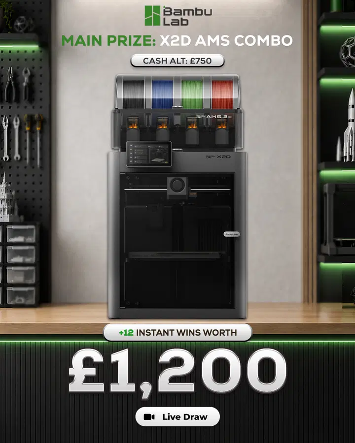 Bambu Lab X2D AMS Combo with £1,200 of Instant Wins