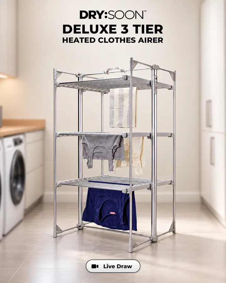 Dry Soon Deluxe 3 Tier Heated Clothes Airer