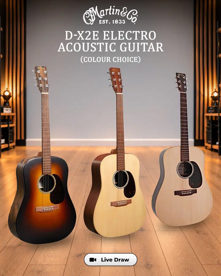 Martin D-X2E Electro Acoustic Guitar (Colour Choice)