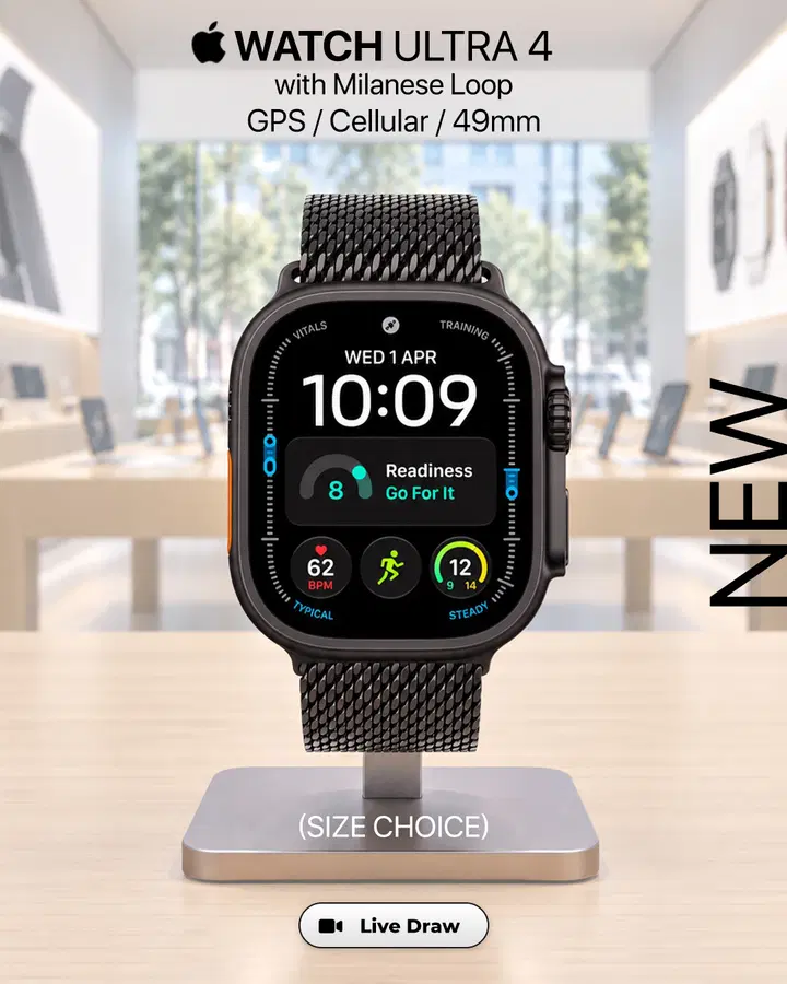 Apple Watch Ultra 4 with Milanese Loop (Size Choice)