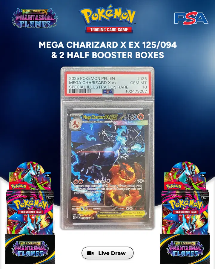 PSA 10 Mega Charizard X ex 125/094 & 2 Half Booster Boxes