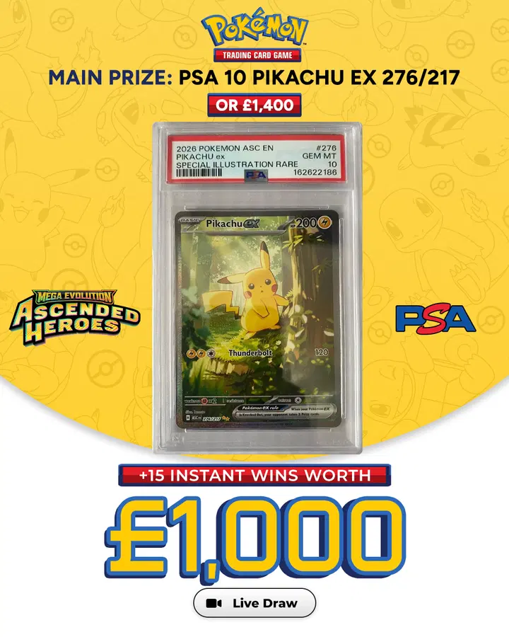 PSA 10 Pikachu EX 276/217 with £1,000 of Instant Wins