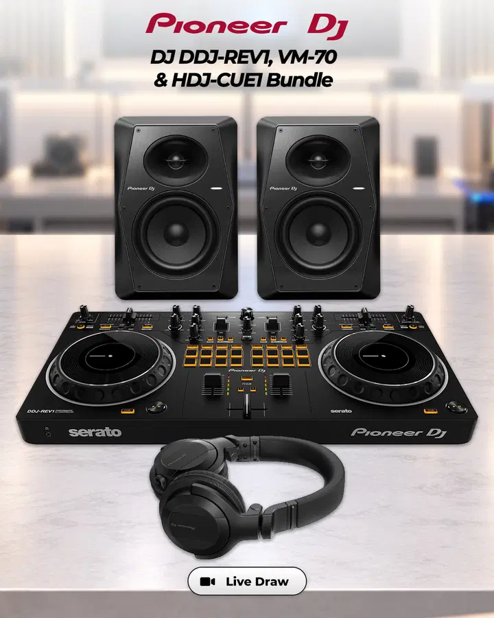 Pioneer DJ DDJ-REV1, VM-70 & HDJ-CUE1 Bundle