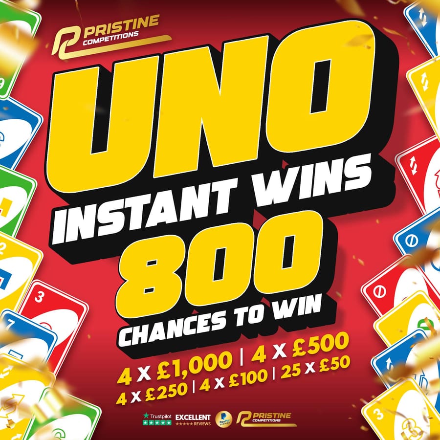 UNO Instant Wins – Win up to £1,000 Instantly with 800 Prizes