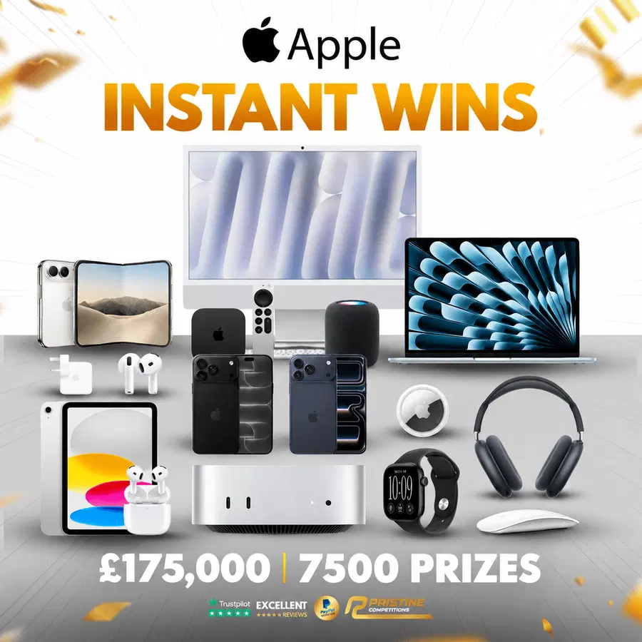 NEW Apple Instant Wins – 7,500 Prizes – £175,000 Prize Fund