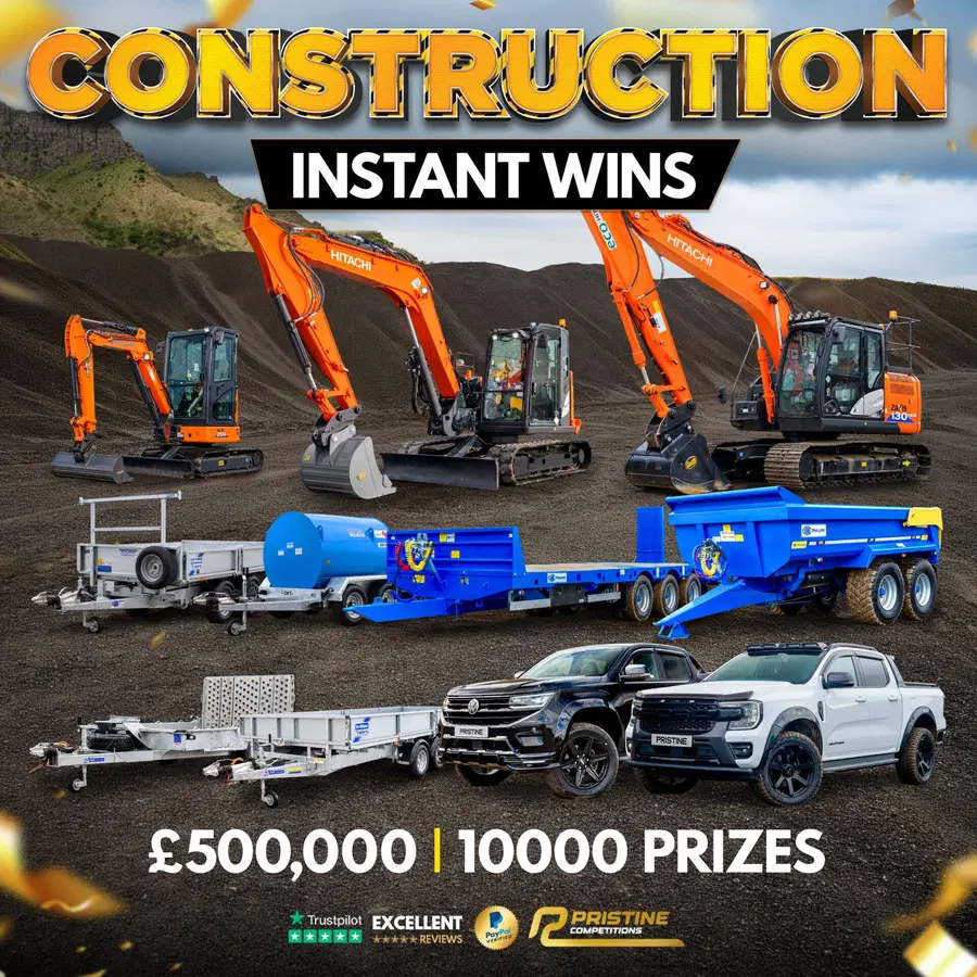 HUGE Construction Instant Wins – 10,000 Prizes – £500,000 Prize Fund