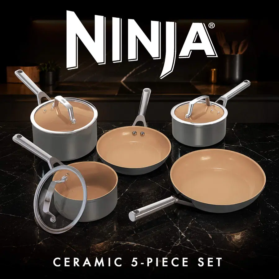 Ninja Extended Life Ceramic 5-Piece Frying Pan & Saucepan Set