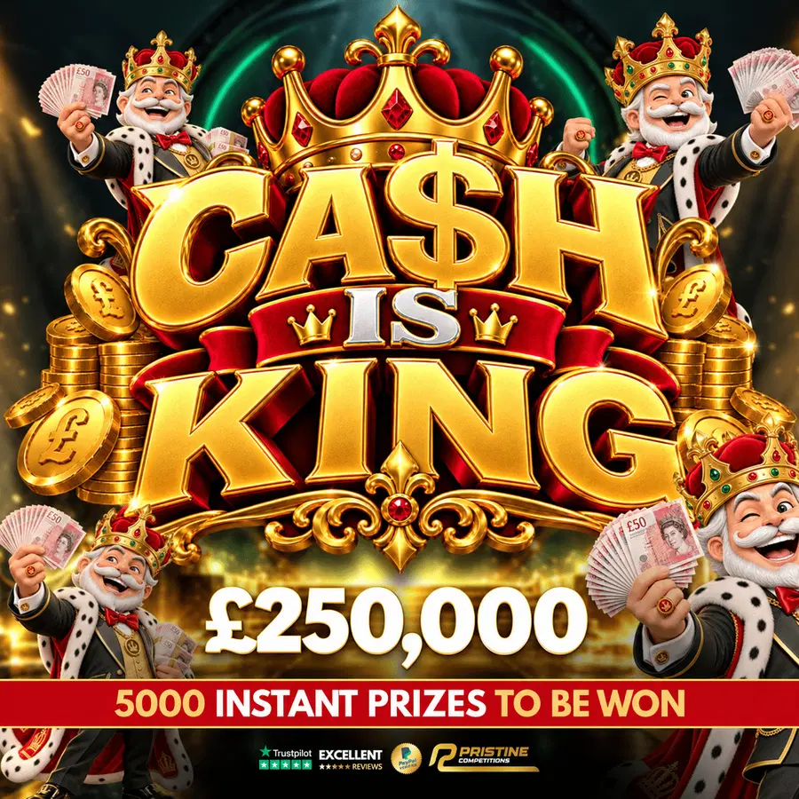 Cash Is King Instant Wins – £250,000 Prize Fund – 5,000 Prizes – ALL CASH
