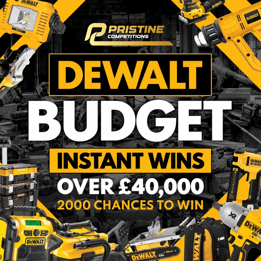 Dewalt Budget Instant Wins – 2,000 Prizes – £40,000 Prize Fund