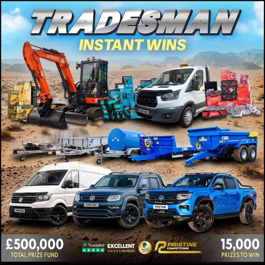 HUGE Tradesman Treasure Instant Wins – 15,000 Prizes – £500,000 Prize Fund
