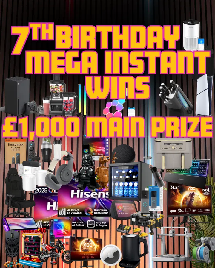 7TH BIRTHDAY MEGA INSTANT WIN COMP – £777 MAIN PRIZE!