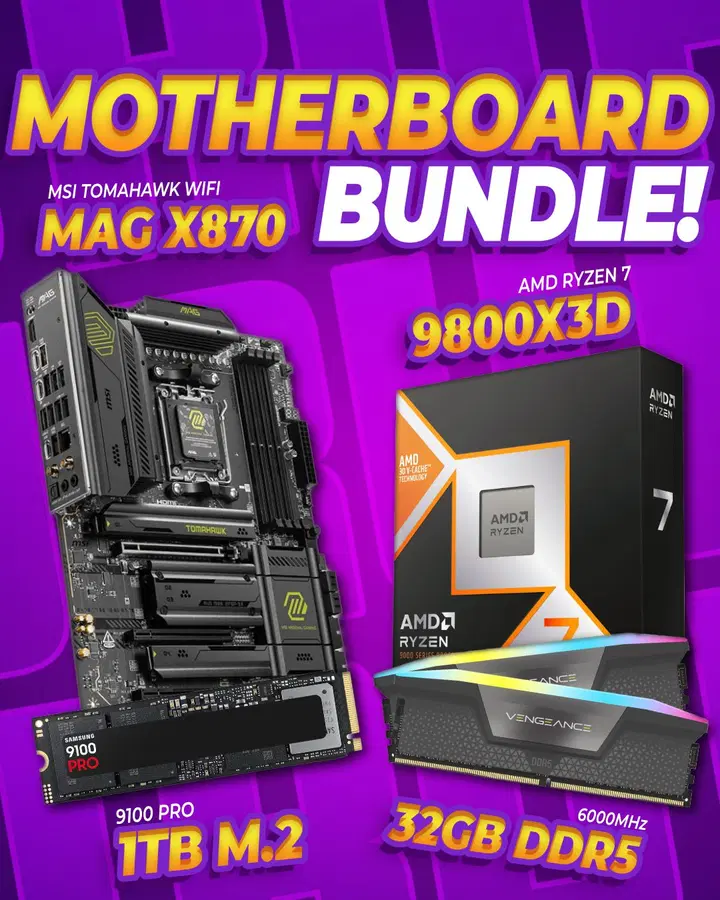 MOTHERBOARD BUNDLE | 9800X3D + 32GB RAM + 1TB SSD + X870E!