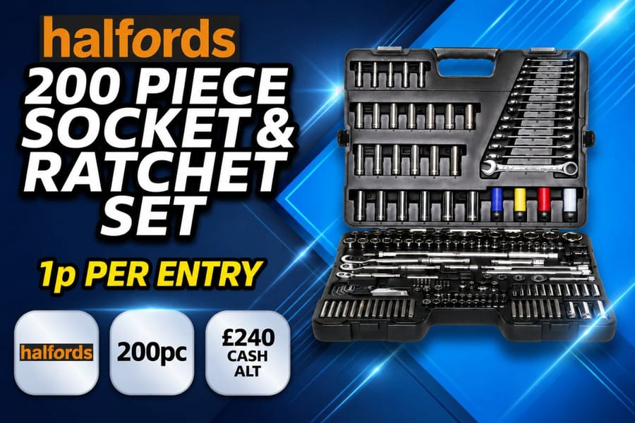 Win This Halfords 200 Piece Socket & Ratchet Set!