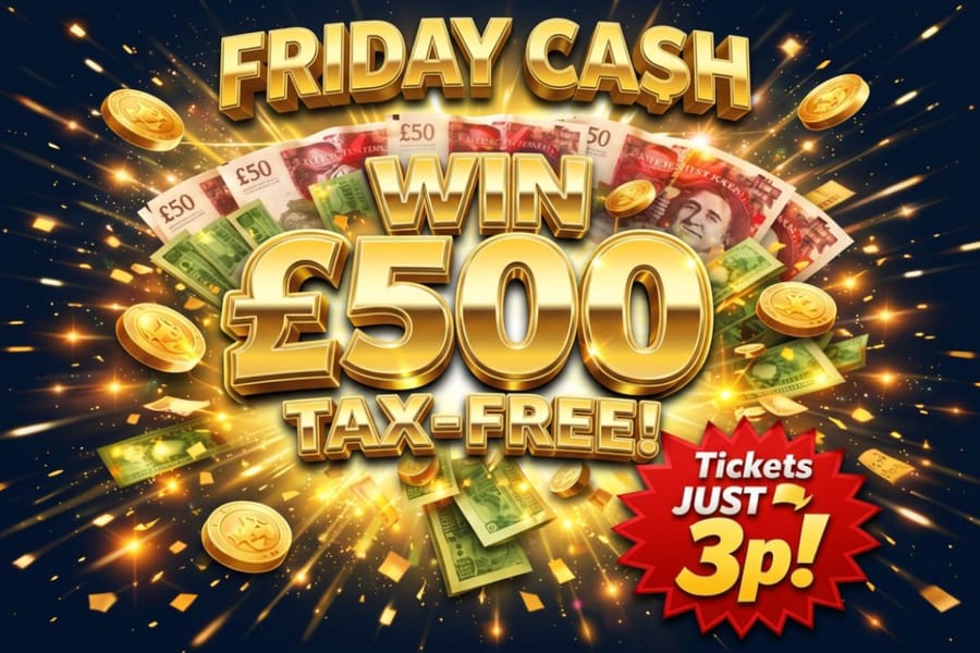 Win £500 Tax Free Cash for just 3p!