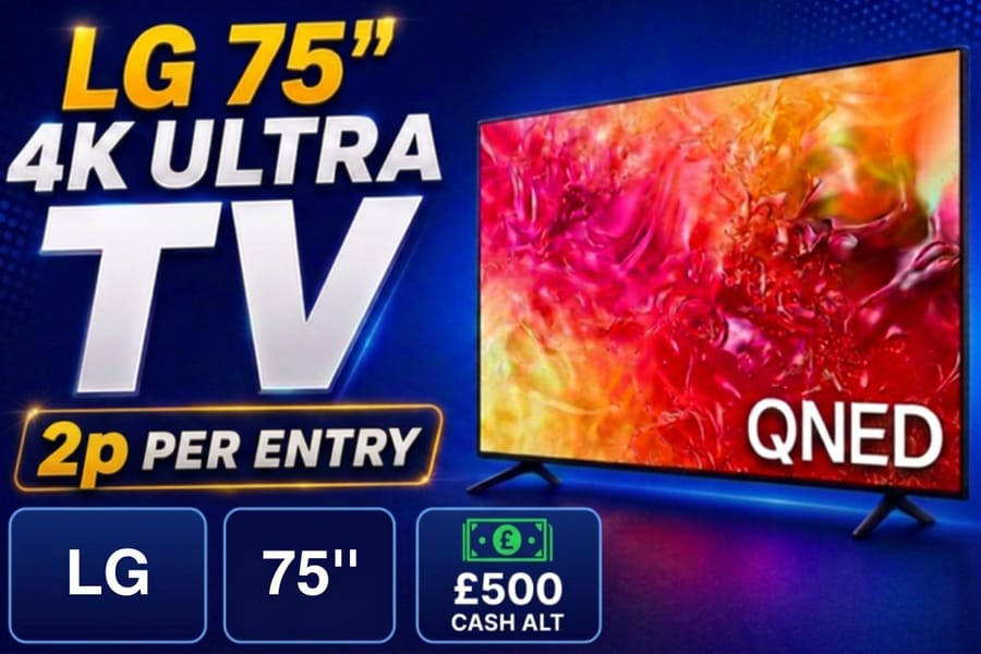 Win A Huge LG 75″ 4KTV for just 2p!