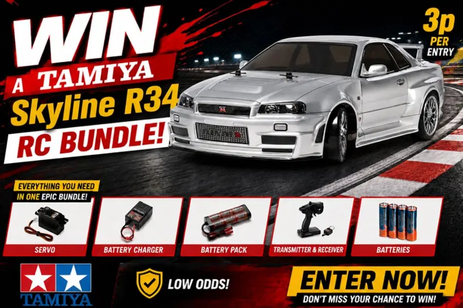 Win This Tamiya Nissan Skyline R34 RC Bundle!