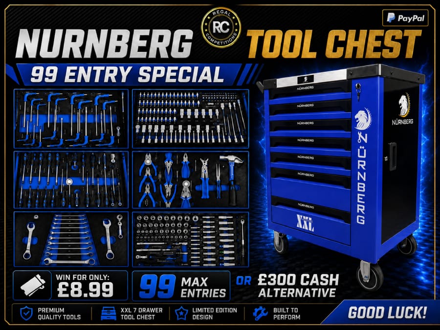 £300 CASH OR BLUE NURNBERG TOOLCHEST- 99 ENTRIES