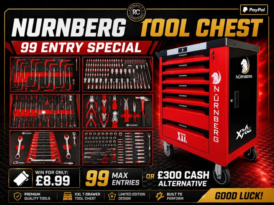 £300 CASH OR RED NURNBERG TOOLCHEST- 99 ENTRIES