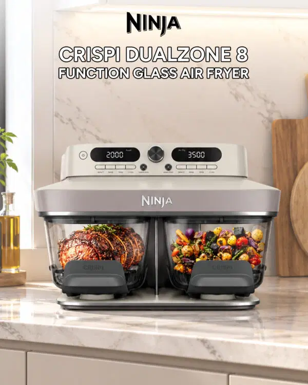 New Ninja CRISPi DualZone 8 Function Glass Air Fryer