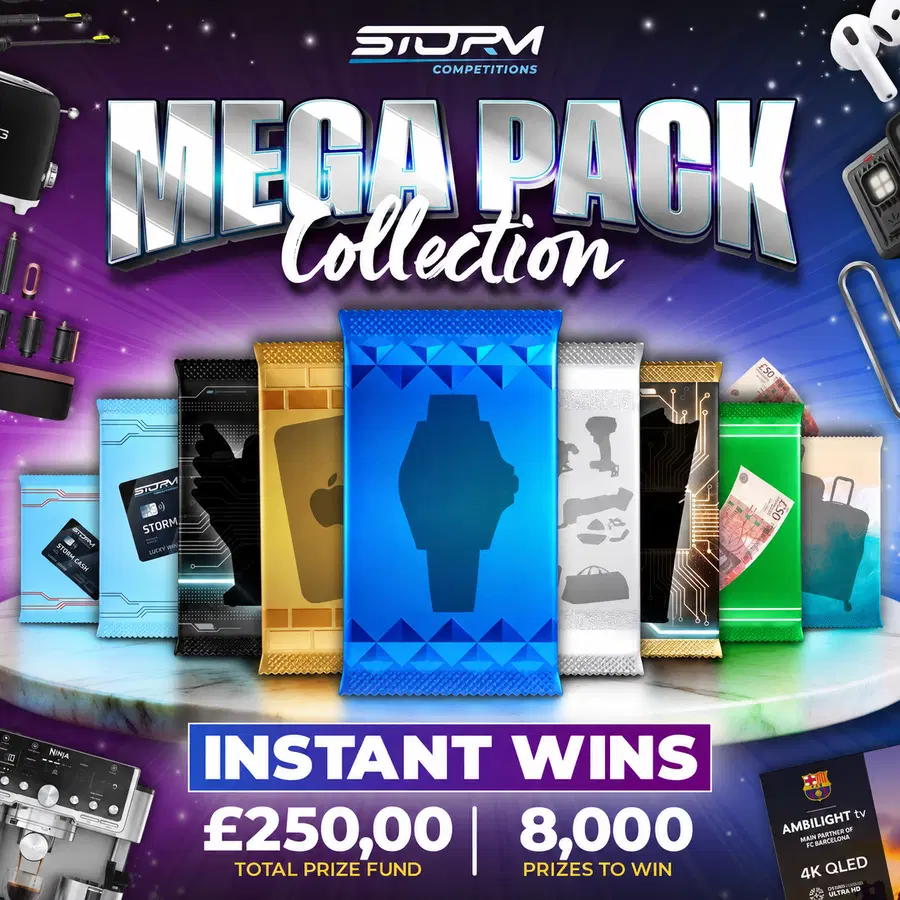 The Mega Pack Collection Instant Wins – 8,000 Prizes – £250,000 Prize Fund