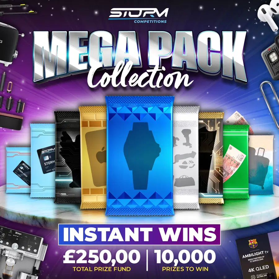 The Mega Pack Selection Instant Wins – 8,000 Prizes – £250,000 Prize Fund
