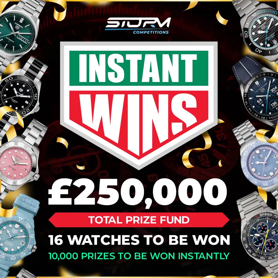 TAG Heuer Instant Wins – 10,000 Prizes – £250,000 Prize Fund