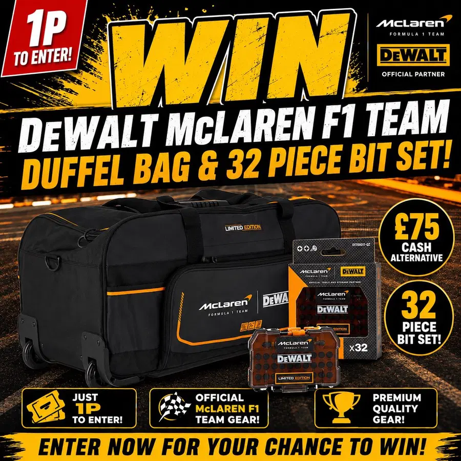 Auto Draw – Dewalt McLaren F1 Team Duffle Bag & 32pc Bit Set #2
