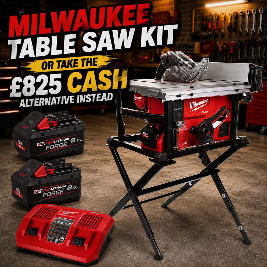 Milwaukee Table Saw Kit – Stand, 2 x 8ah Forge Batteries & Charger Included