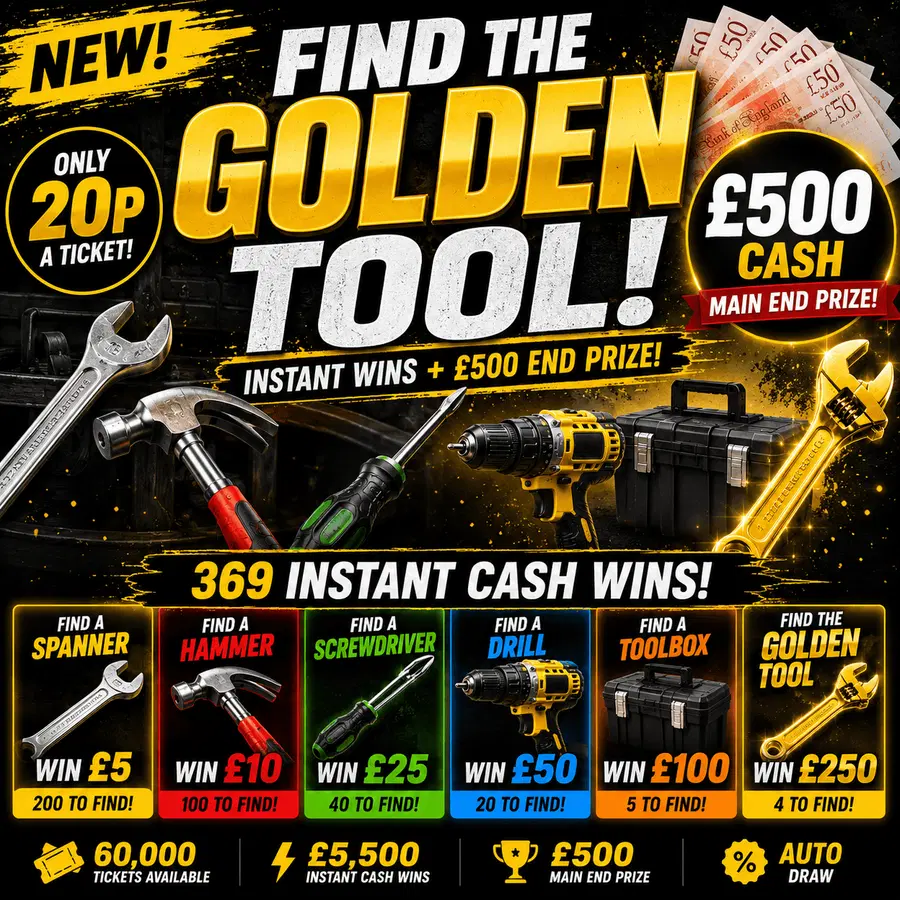 π§ Find The Golden Tool β Β£5,500 Instant Wins + Β£500 End Prize π