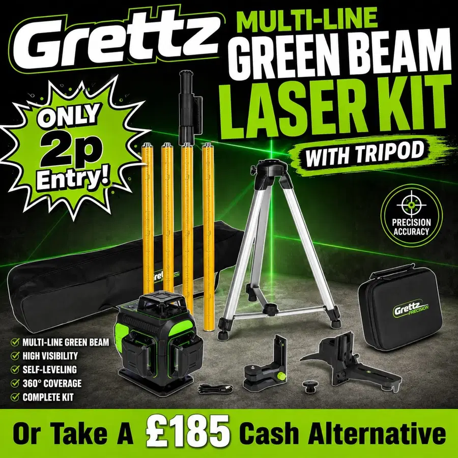Auto Draw – Grettz G4D 4D Multi-line Green Beam Laser Kit with Tripod Pole