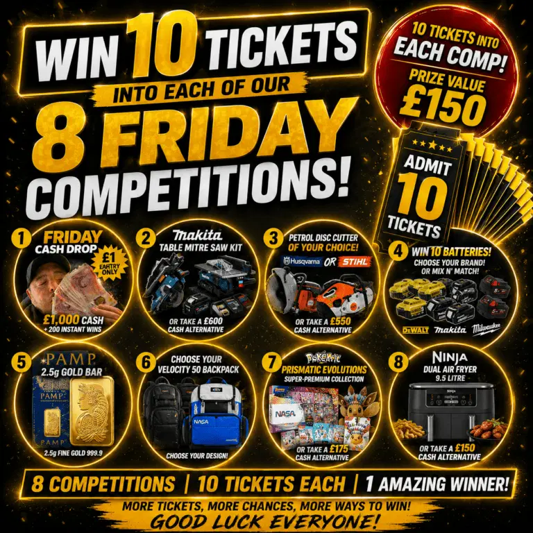 Friday £150 Ticket Bundle (Fri 21st Aug Comps) 8 Comps!!!