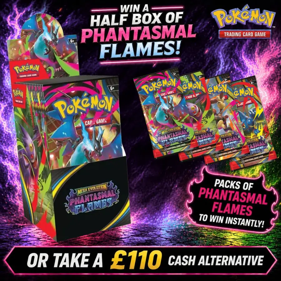 Pokémon TCG: Mega Evolution – Phantasmal Flames Half Booster Box (+ Booster Packs Instant Wins)