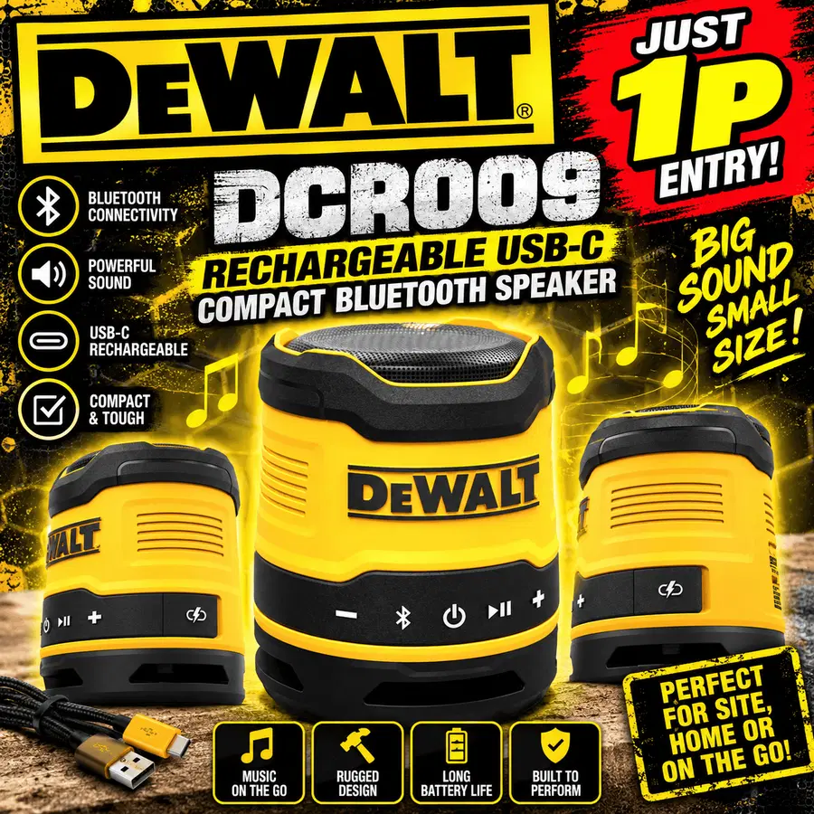 Auto Draw – Dewalt DCR009 Rechargeable USB-C Compact Bluetooth Speaker