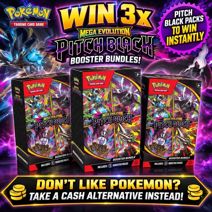 Pokémon TCG: Mega Evolution Pitch Black – 3 x Booster Bundles (+ Instant Wins)