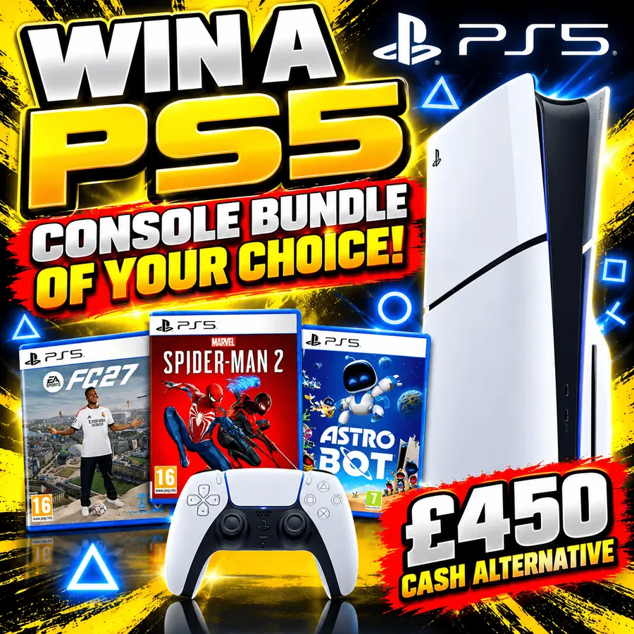 PlayStation 5 Console & EA SPORTS FC 27 or Marvel’s Spider-Man 2 or Astro Bot
