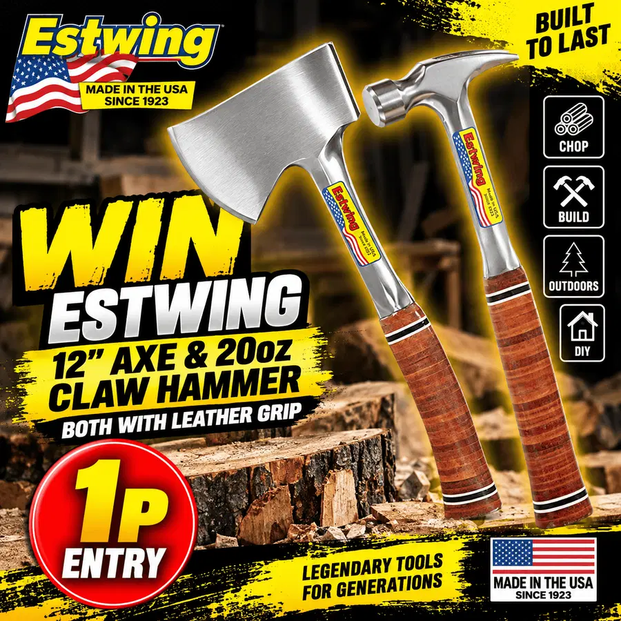 Auto Draw – Estwing 12″ Axe & 20oz Hammer Leather Grip Bundle
