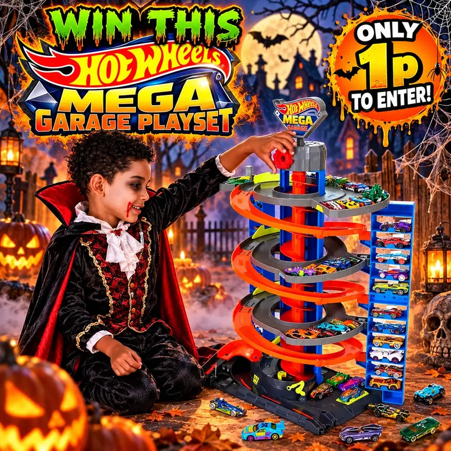 Auto Draw – Hot Wheels City Mega Garage Playset + 21 Assorted Hot Wheels Diecast Cars