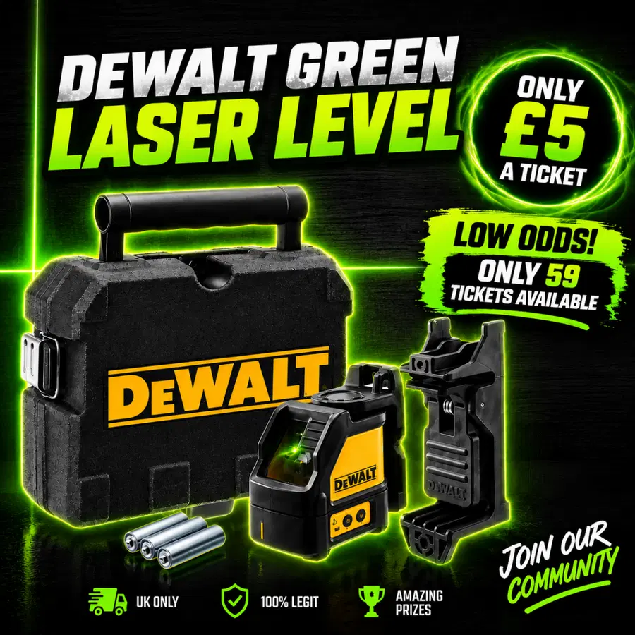 π WIN A DEWALT GREEN BEAM LASER! π LOW ODDS ONLY 59 TICKETS!!