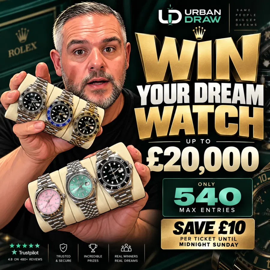 *SAVE £10 PER TICKET* CHOOSE ANY WATCH UP TO £20,000!!